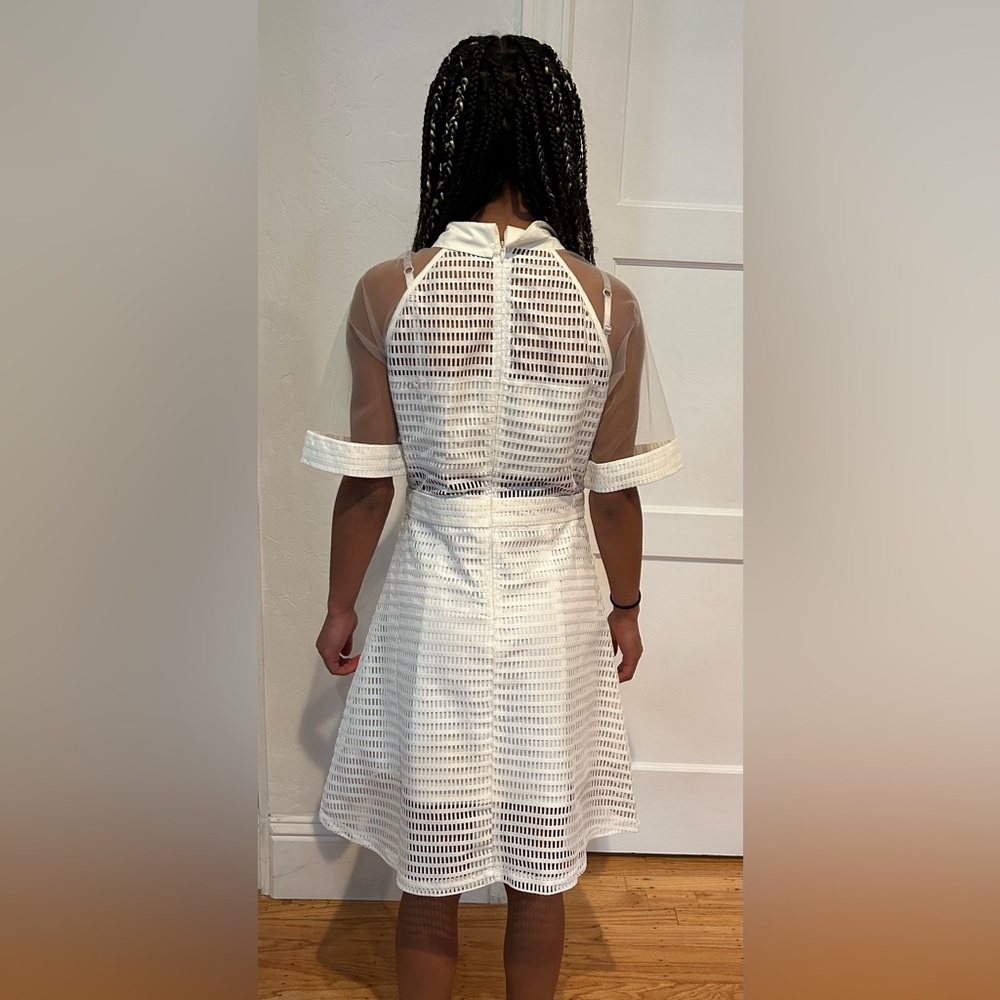 White Self-Portrait Pattern Play Lace Dress - Picture 2 of 4